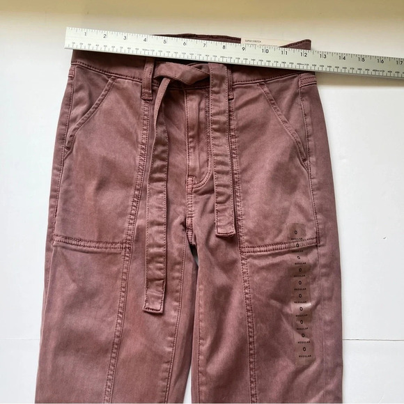 NWT American  Eagle AEO Hi Rise Jegging Super Stretch Mauve Lilac Pants Tie Sz 0 - Picture 9 of 16